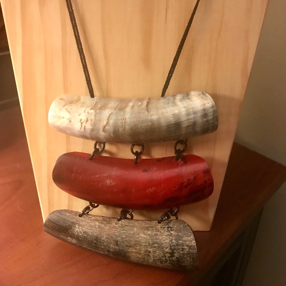 HUGE 3 tiered horn necklace (adjustable)